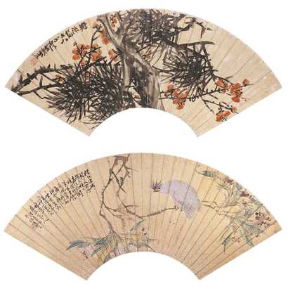 邓铁仙 王潮 莲溪 陈鸿寿等  花卉 扇面